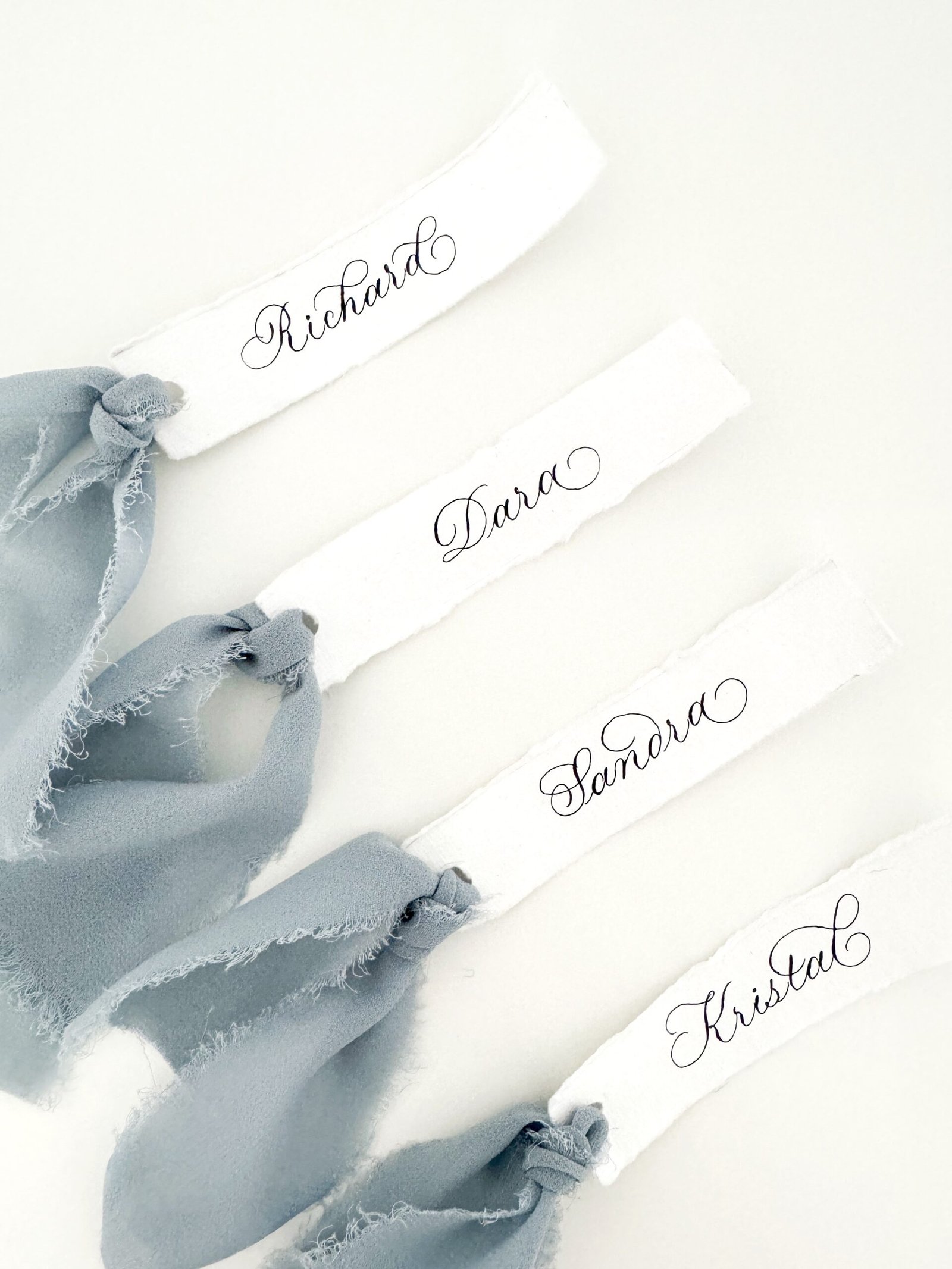 Chiffon ribbon calligraphy place cards